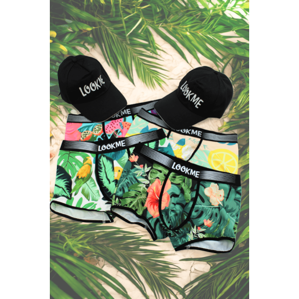 Pack 4 Boxer LM2402-67 LOOKME + 2 Casquettes Offertes
